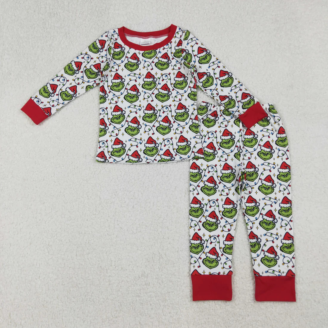 9.22 RTS Sibling Baby Boys Green Faces Lights Christmas Pajamas Sets Zipper Footie Rompers Blankets