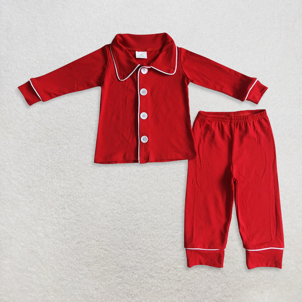 RTS Sibling Baby Red Solid Cotton Baby Sleepwear Christmas Pajamas Comfortable Soft Fabric Infant Clothing for Holiday