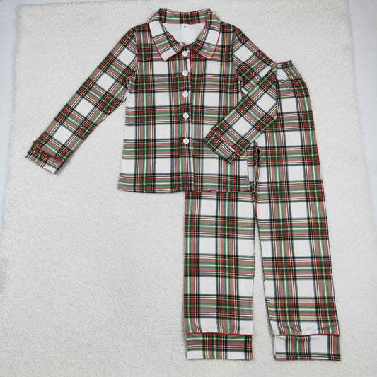 11.7 RTS NO MOQ （In stock）BLP1277 Adult Men Green Red Checked Button Top Pant Christmas Pajamas Sets