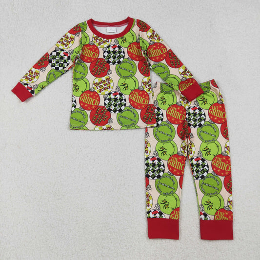 10.10 RTS NO MOQ （In stock）BLP1282 Baby Boys Winter Outfits Baby Boys Grin Lights Plaid Top Pants Christmas Pajamas Sets