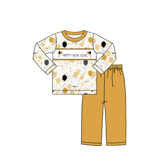 9.22 BLP1299 Baby Boys Happy New Year Balloons Top Pants Clothes Sets Preorder
