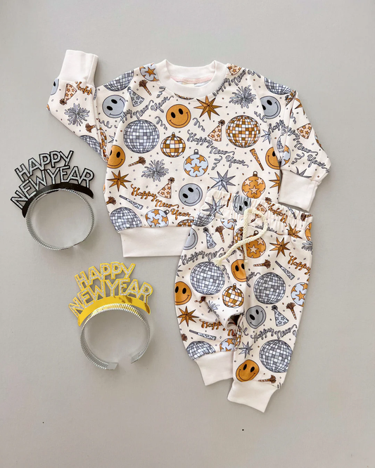 9.22 BLP1300 Baby Boys Happy New Smiles Stars Top Pants Pajamas Sets Preorder