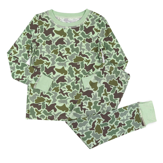 10.2 BLP1311 Pre order No Moq Baby Boys Green Ducks Camo Top Pants Southern Pajamas Sets