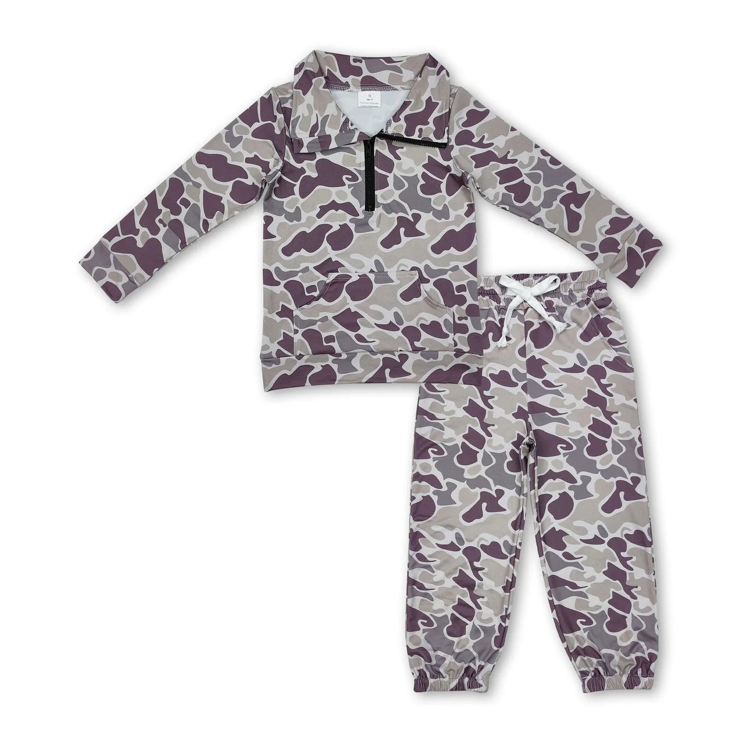 10.14 RTS Sibling Hunting Sibling Baby Boys Camo Zipper Pullover Top Pockets Jogger Pants Southern Clothes Sets
