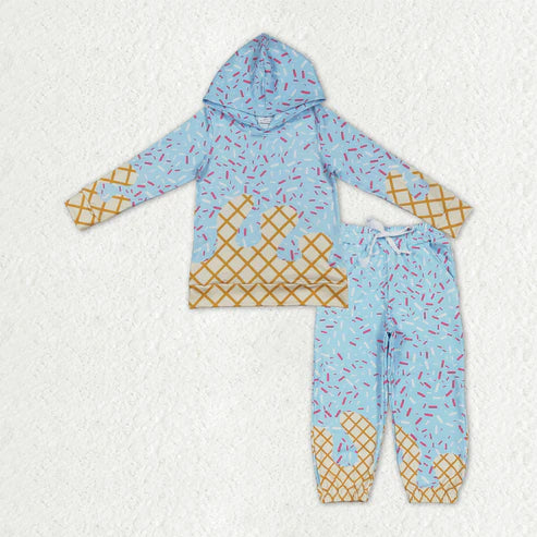 10.13 RTS Sibling Baby Boys Blue Sprinkles Drip Hoodies Yoga Jogger Pants Team Clothes Sets