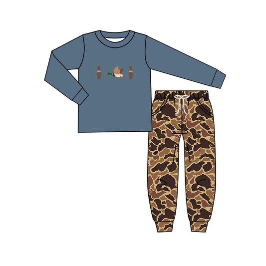 10.23 (Pre Order) No moq BLP1353 PRE-ORDER Baby Boys Ducks Calls Top Camo Pockets Jogger Pants Hunting Clothes Sets