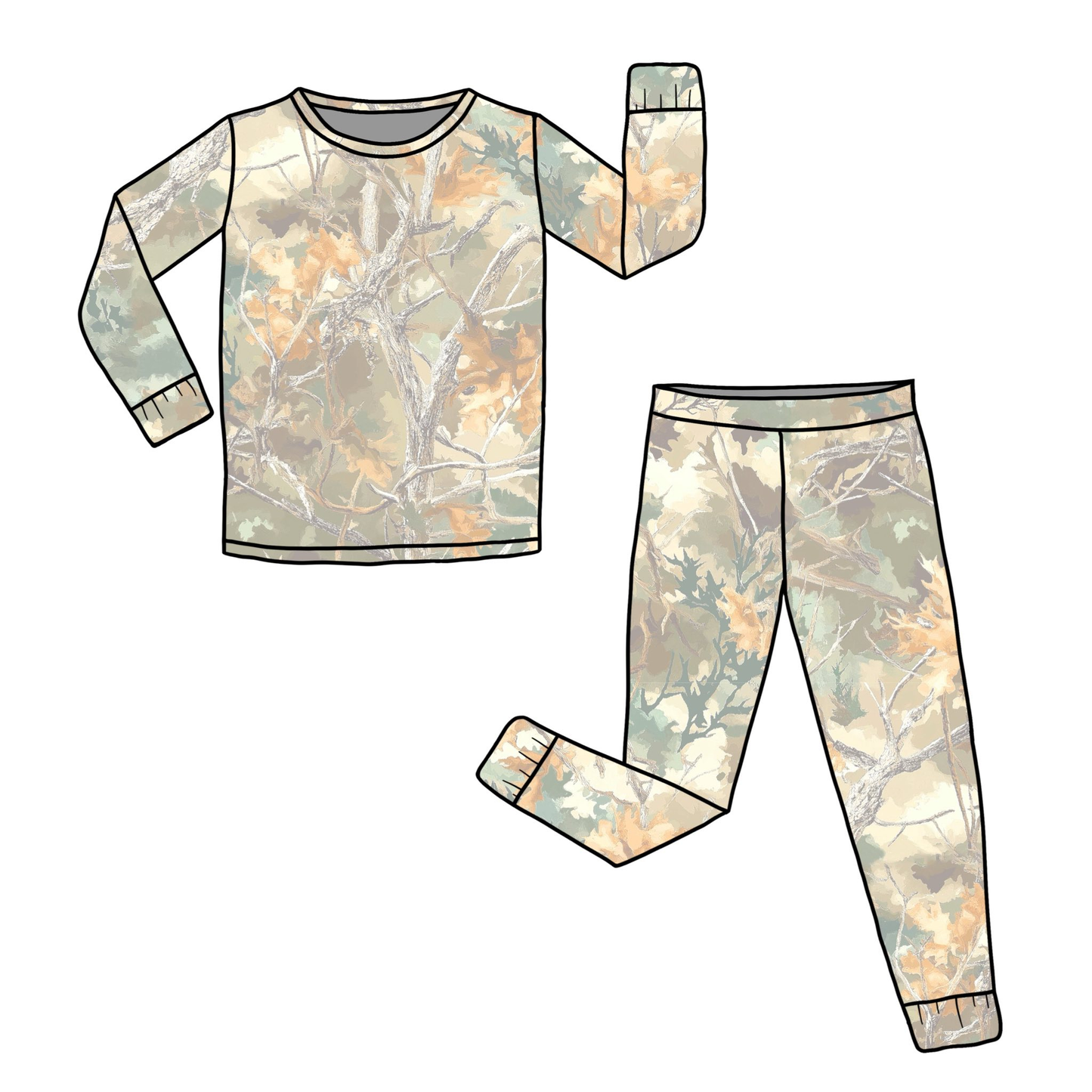 10.31 BLP1374 Pre order No Moq Baby Boys Leaves Camo Top Pants Southern Pajamas Sets