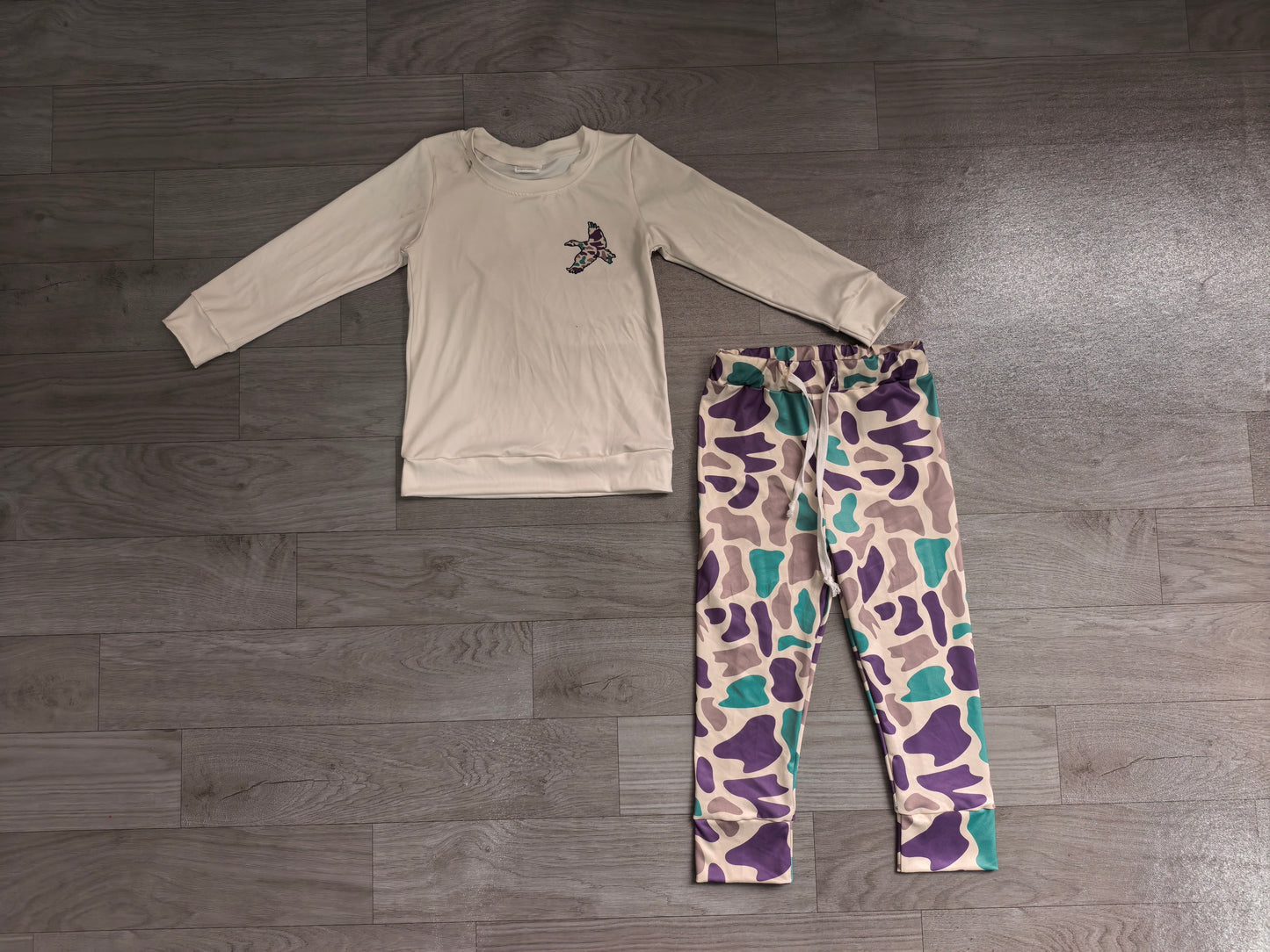 BLP1378 Sample No Moq Baby Boys Camo Ducks Top Pants Hunting Clothes Sets