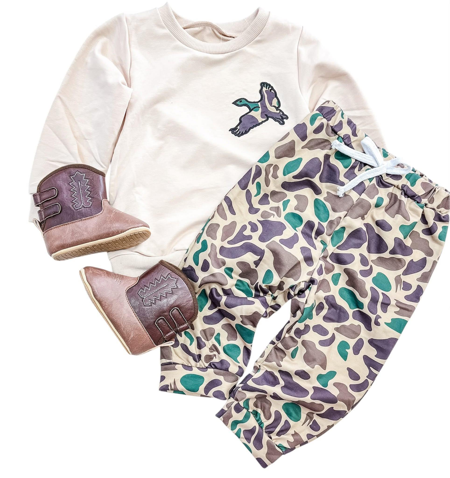 11.4 BLP1378 Pre order No Moq Baby Boys Camo Ducks Top Pants Hunting Clothes Sets