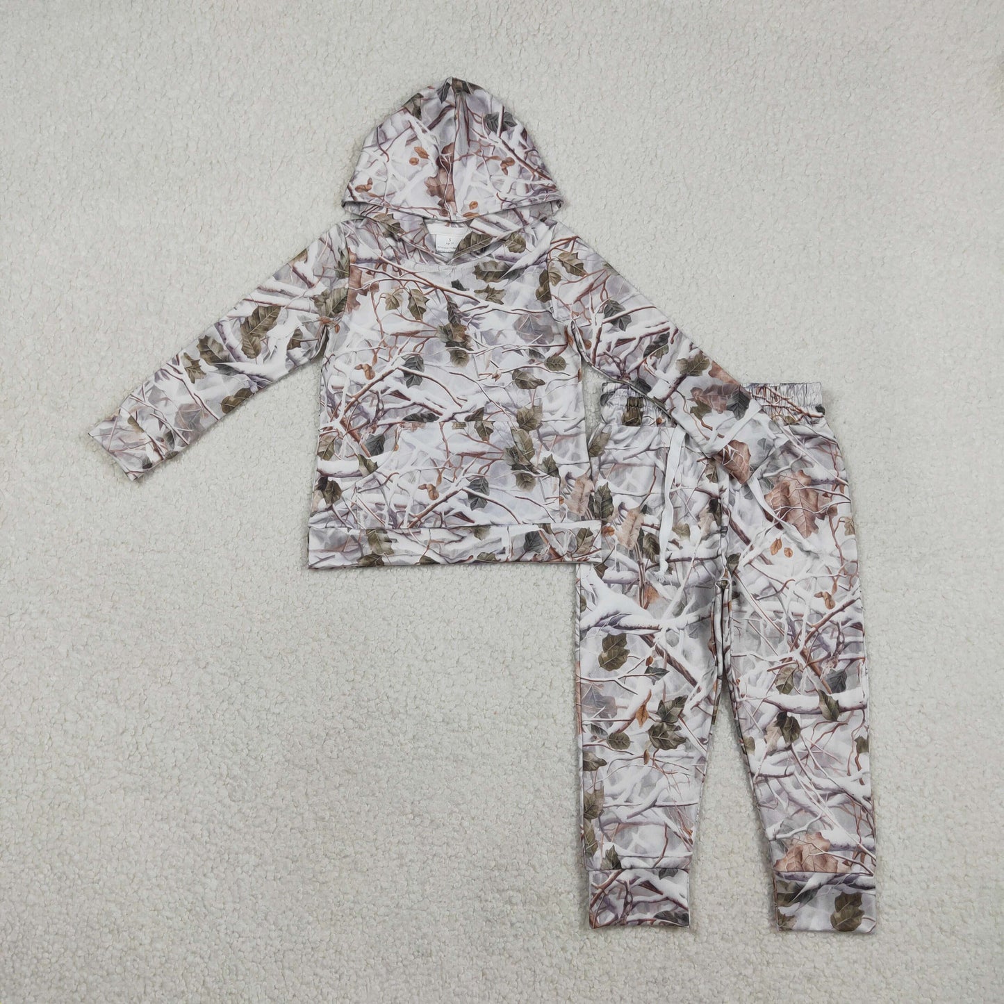 RTS NO MOQ Sibling milk silk Baby Boys Camo Pockets Hoodie Jogger Clothes Sets