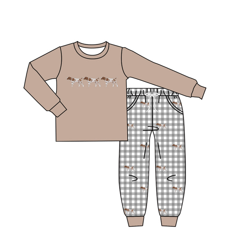 4.16 Pre order No Moq Baby Boys Aqua Ducks Checked Top Pockets Jogger Hunting Clothes Sets