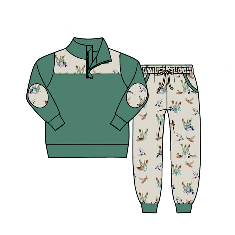 4.27 Pre order No Moq Baby Boys Long Sleeve Camo Zip Pullover Top Pockets Jogger Clothes Sets