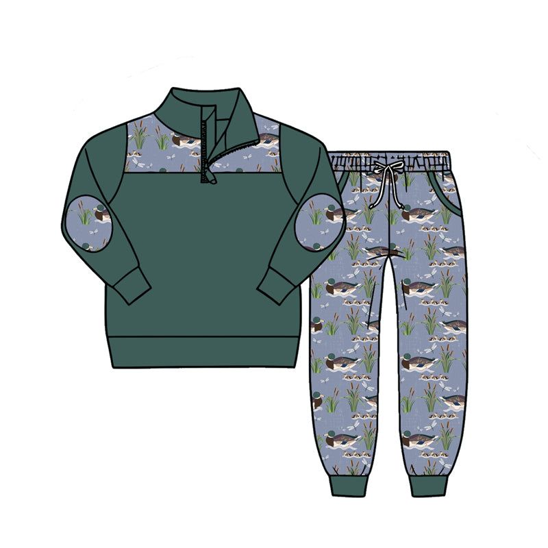 4.27 Pre order No Moq Baby Boys Long Sleeve Camo Zip Pullover Top Pockets Jogger Clothes Sets