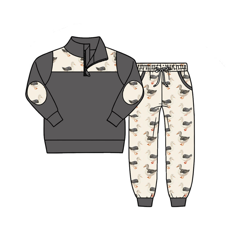 4.27 Pre order No Moq Baby Boys Long Sleeve Camo Zip Pullover Top Pockets Jogger Clothes Sets