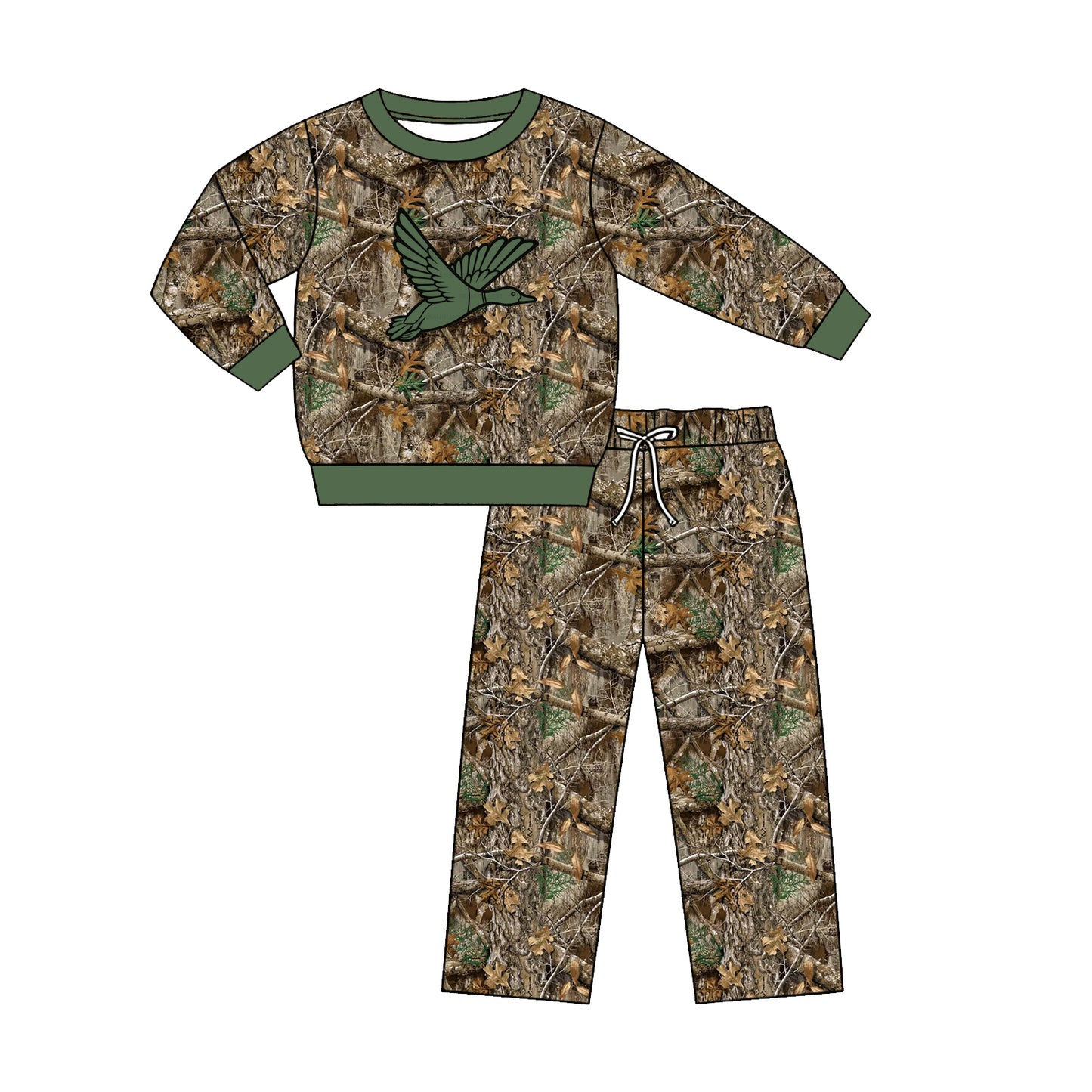 5.8 Pre order No Moq Baby Boys Hunting Camo Duck Long Sleeve Top Pants Set