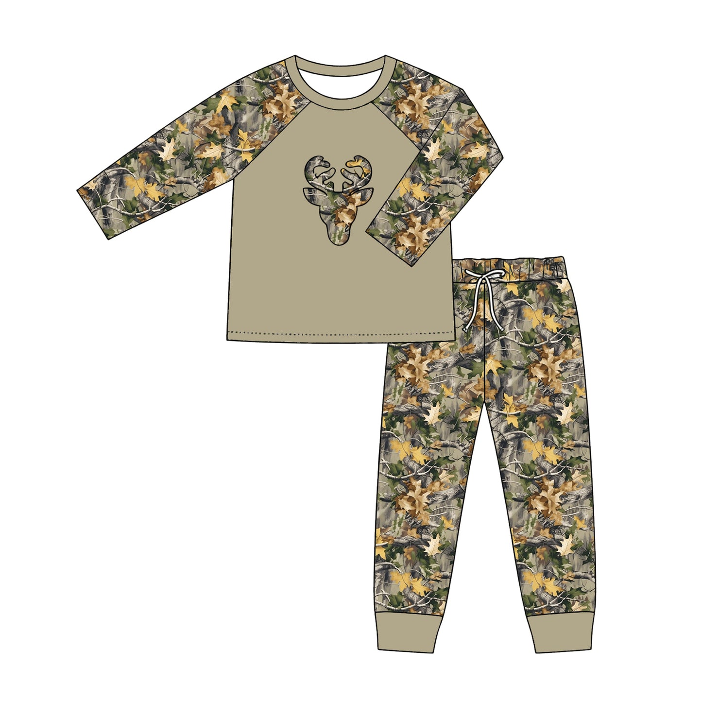 5.8 Pre order No Moq Baby Boys Camo Long Sleeve Top Pants Set
