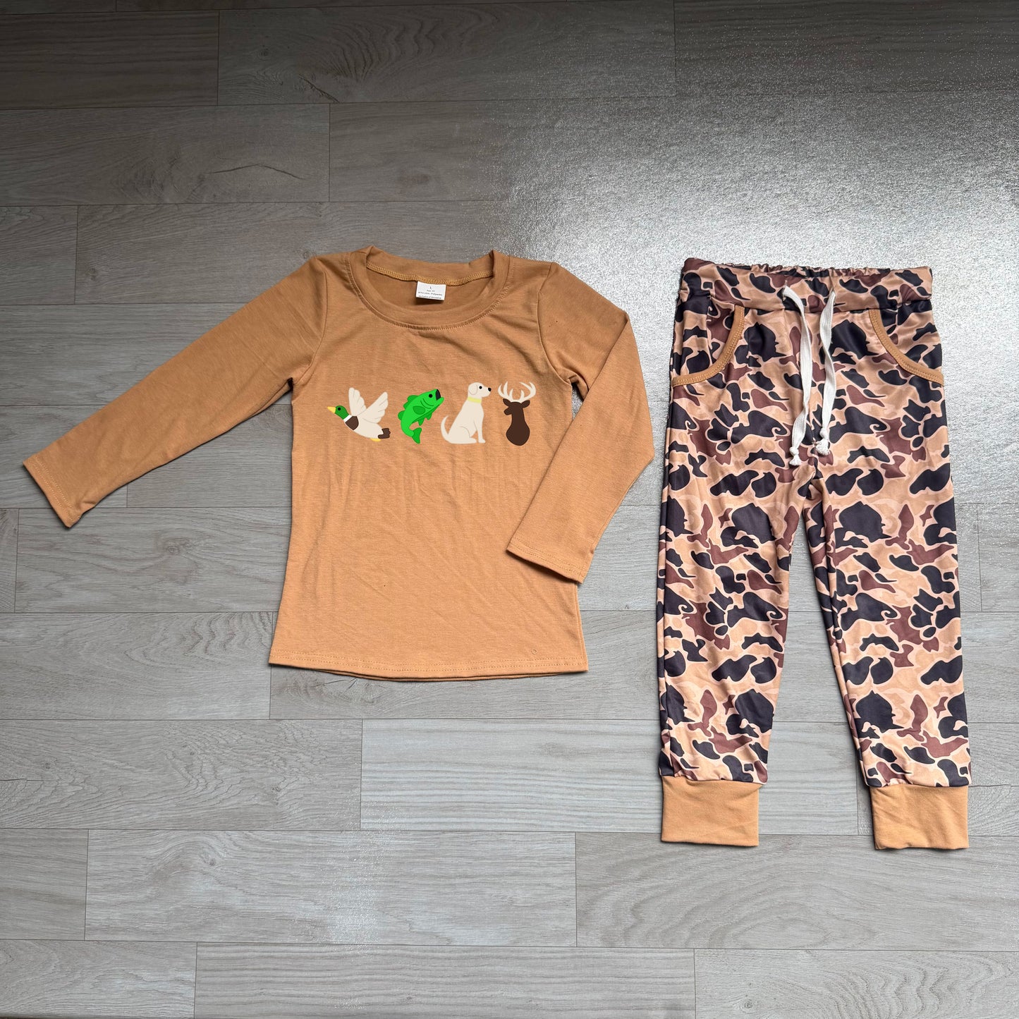 BLP1493  Sample No Moq Embroidery Toddler Boys Dogs Ducks Deer Top Pant Casual Outfit