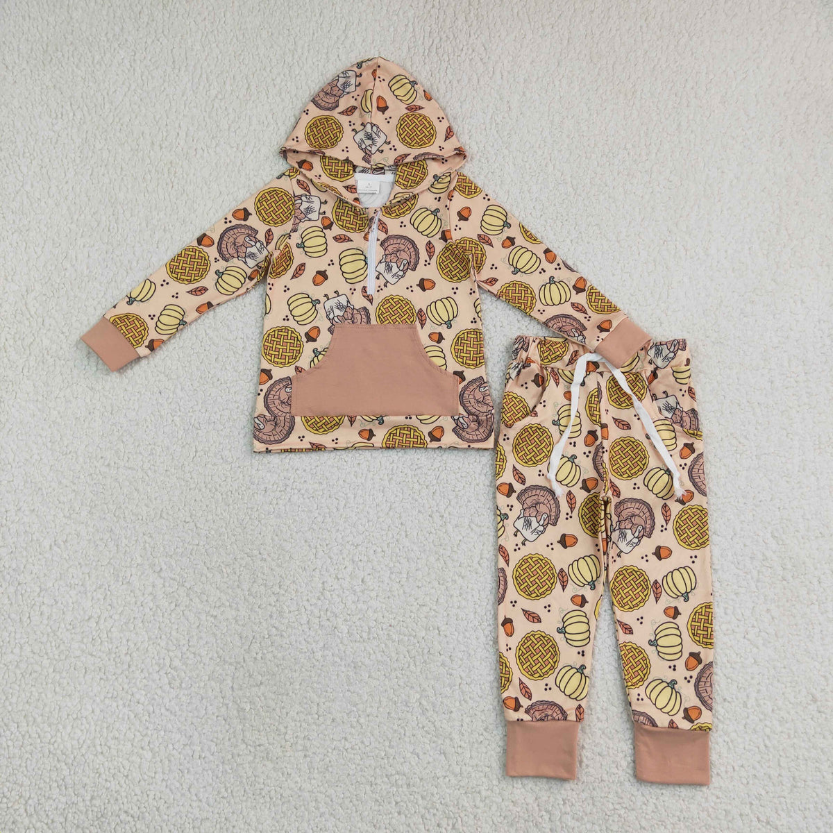 RTS NO MOQ Sibling milk silk Baby Kids Fall Pumpkin Hedgehog Print Matching Set Hoodie Jogger And Girls Long Sleeve Twirl Dress