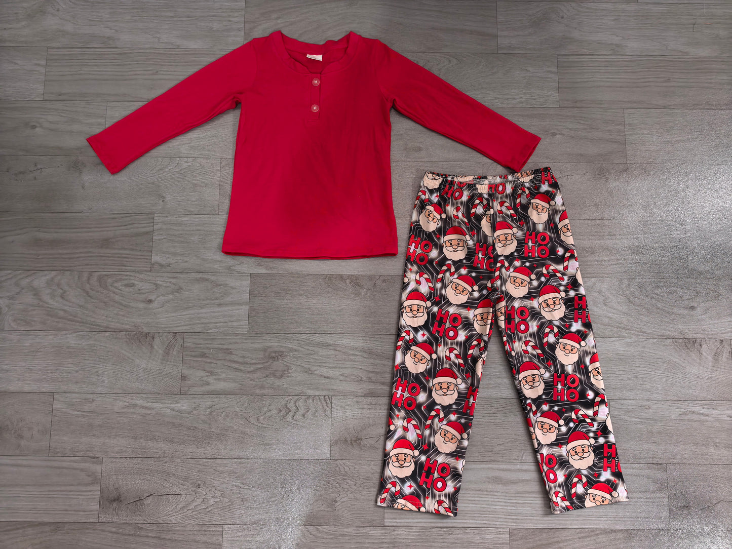 BLP1513 Sample No Moq milk silk BLP1513 Baby Boys Solid Red Crew Neck Long Sleeve Top Santa Pants Winter Christmas Daily Clothes Set