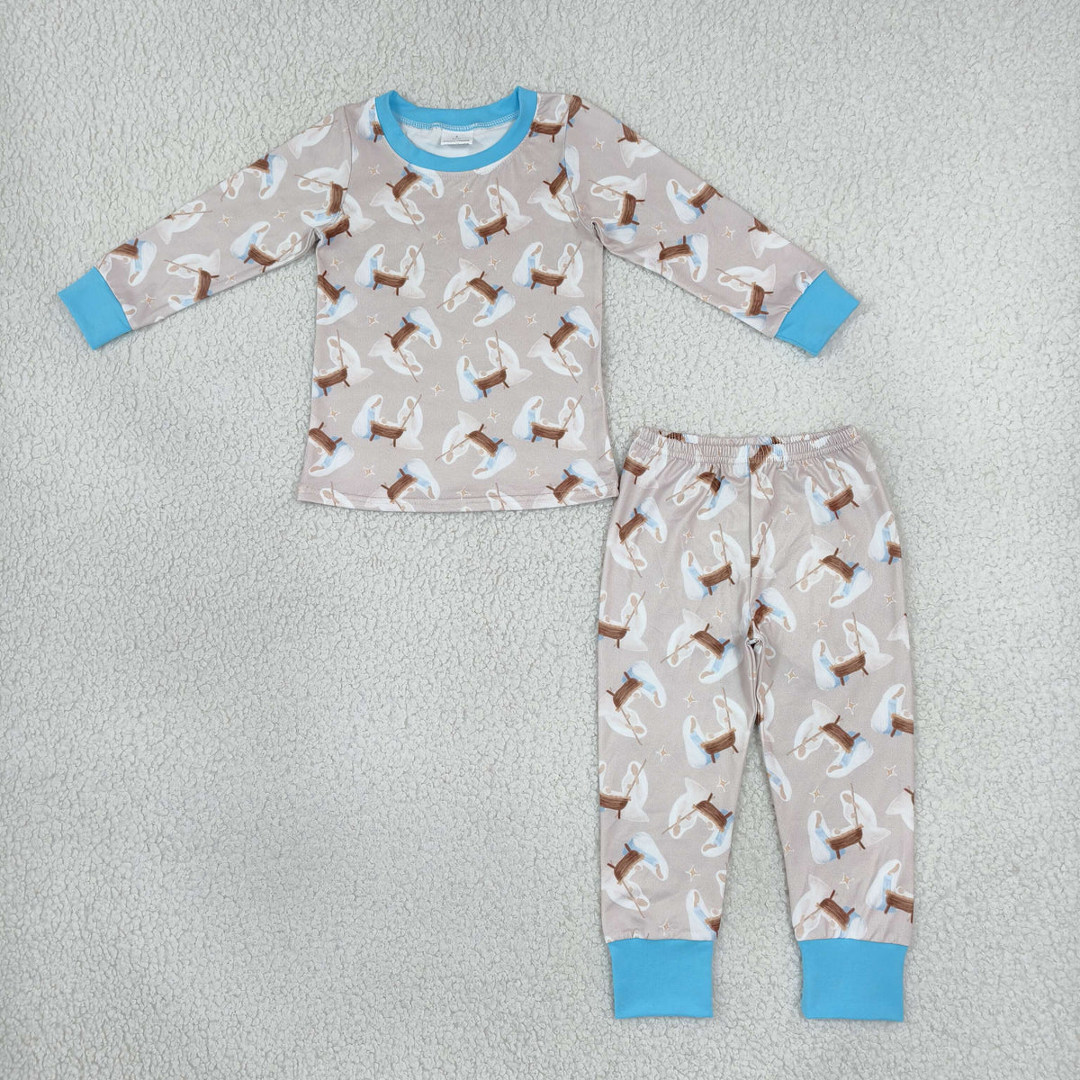 RTS NO MOQ （In stock）milk silk BLP1535 Baby Boys Long Sleeve Top Pant Pajamas Christmas Sets
