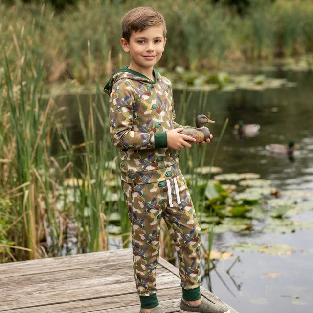 RTS NO MOQ （In stock）milk silk BLP1543 Baby Boys Green Camo Ducks Hoodie Pockets Jogger Set Fall Casual Outfit