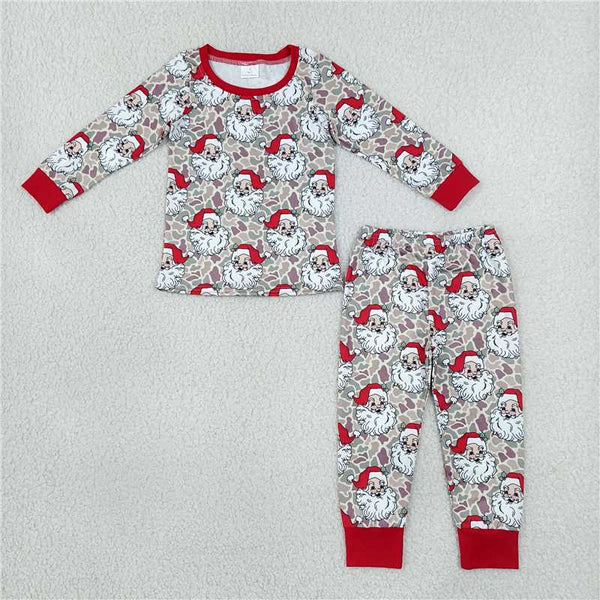 RTS NO MOQ Sibling milk silk Baby Girls And Boys Santa Camo Print Christmas Zipper Romper And Sibling Matching Pajama Set
