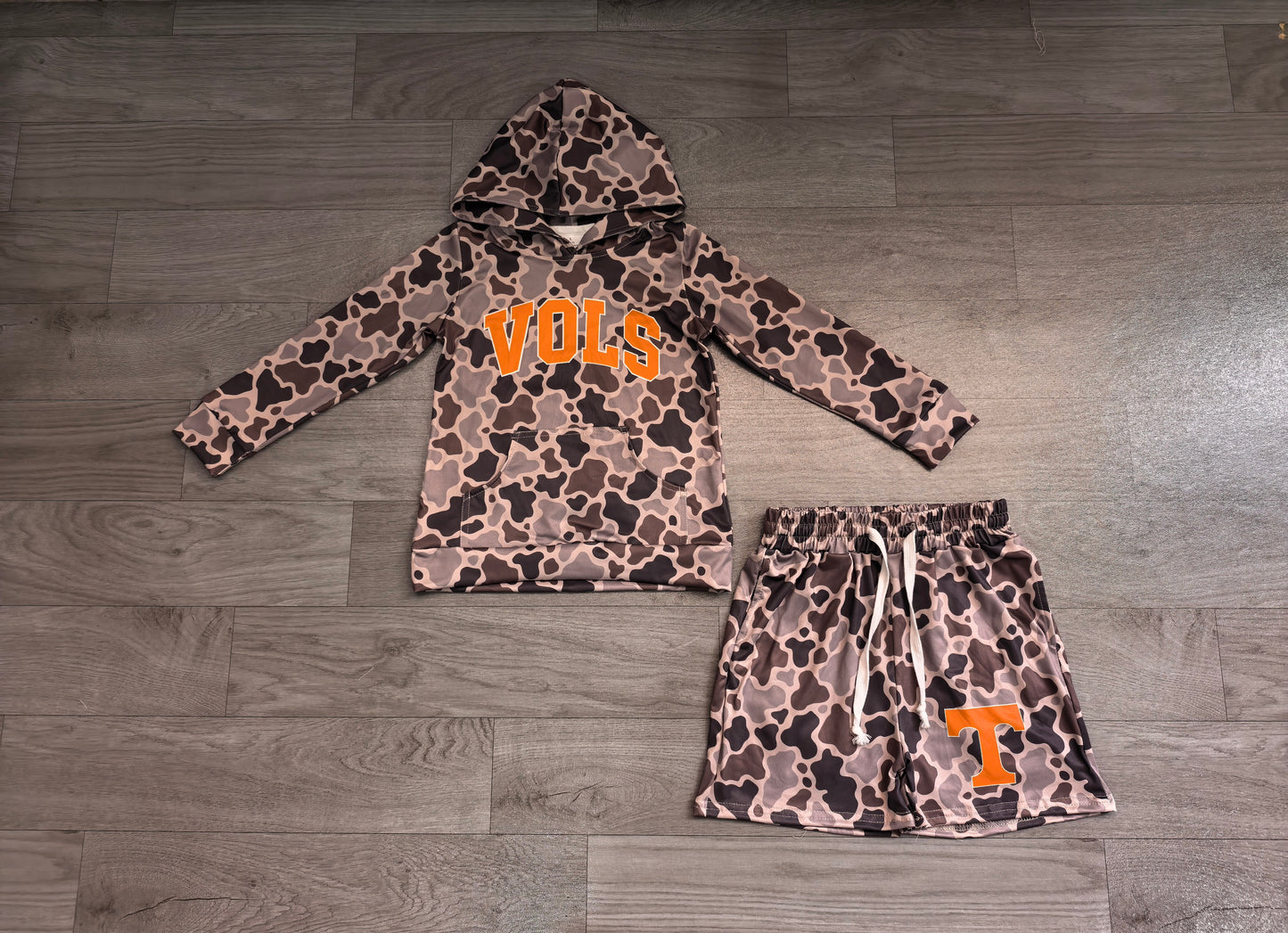 BLS0049 Sample No Moq milk silk Baby Boys Camo Letter Print Long Sleeve Hoodie Tops Shorts Team Clothes Set