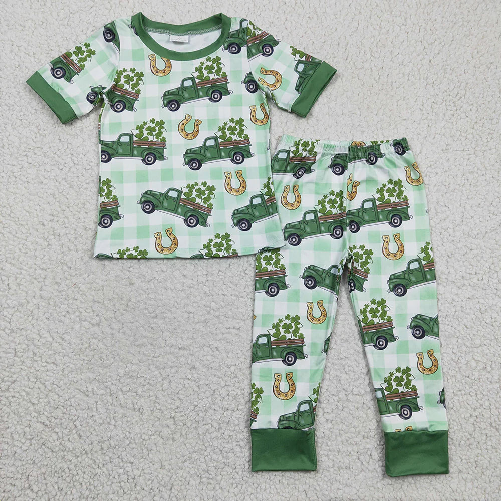 12.30 RTS Sibling Boys Baby Girls St Patrick Day Pajamas Suits