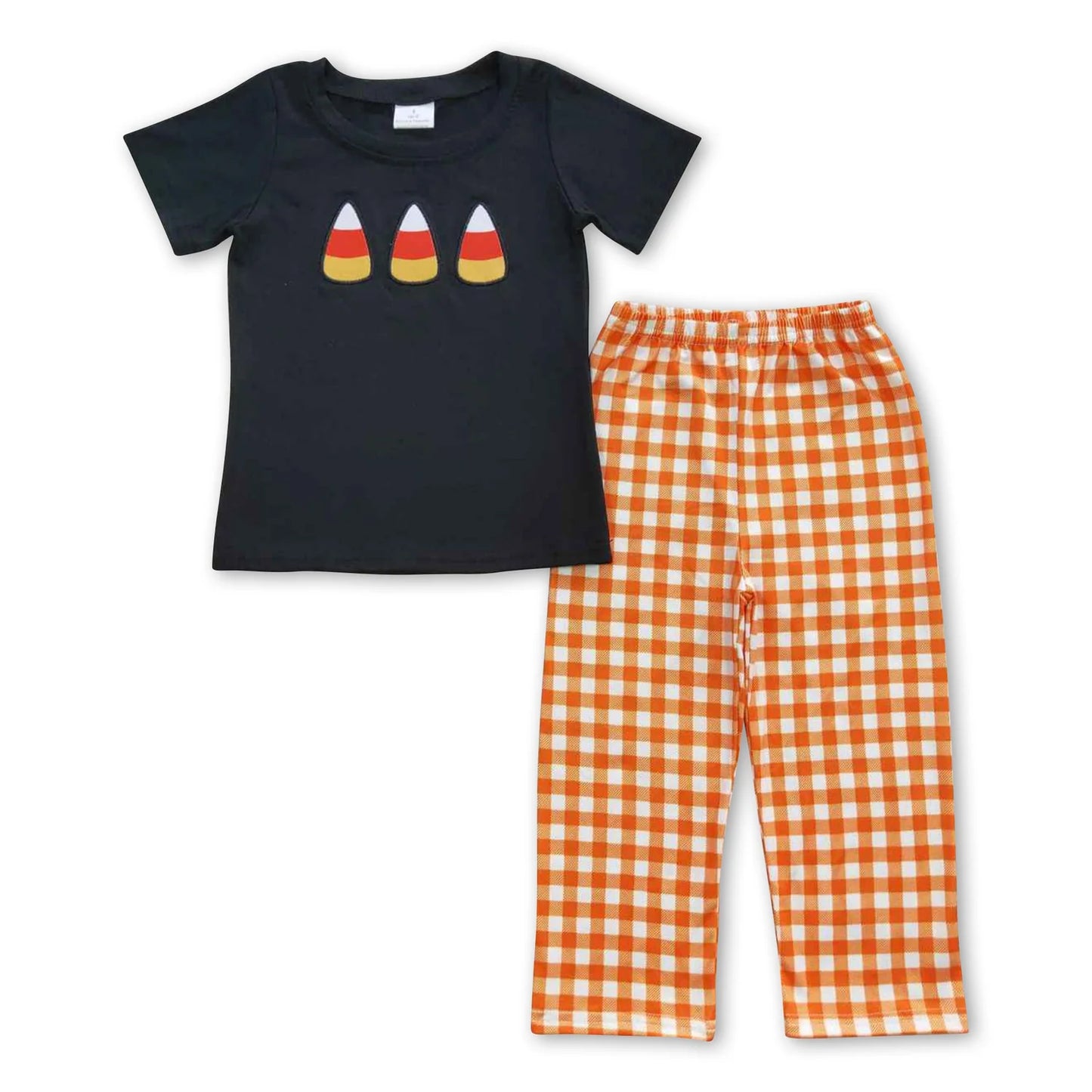 10.3 RTS Sibling Baby Girls Halloween Candy Embroidery Rompers Outfits Sets