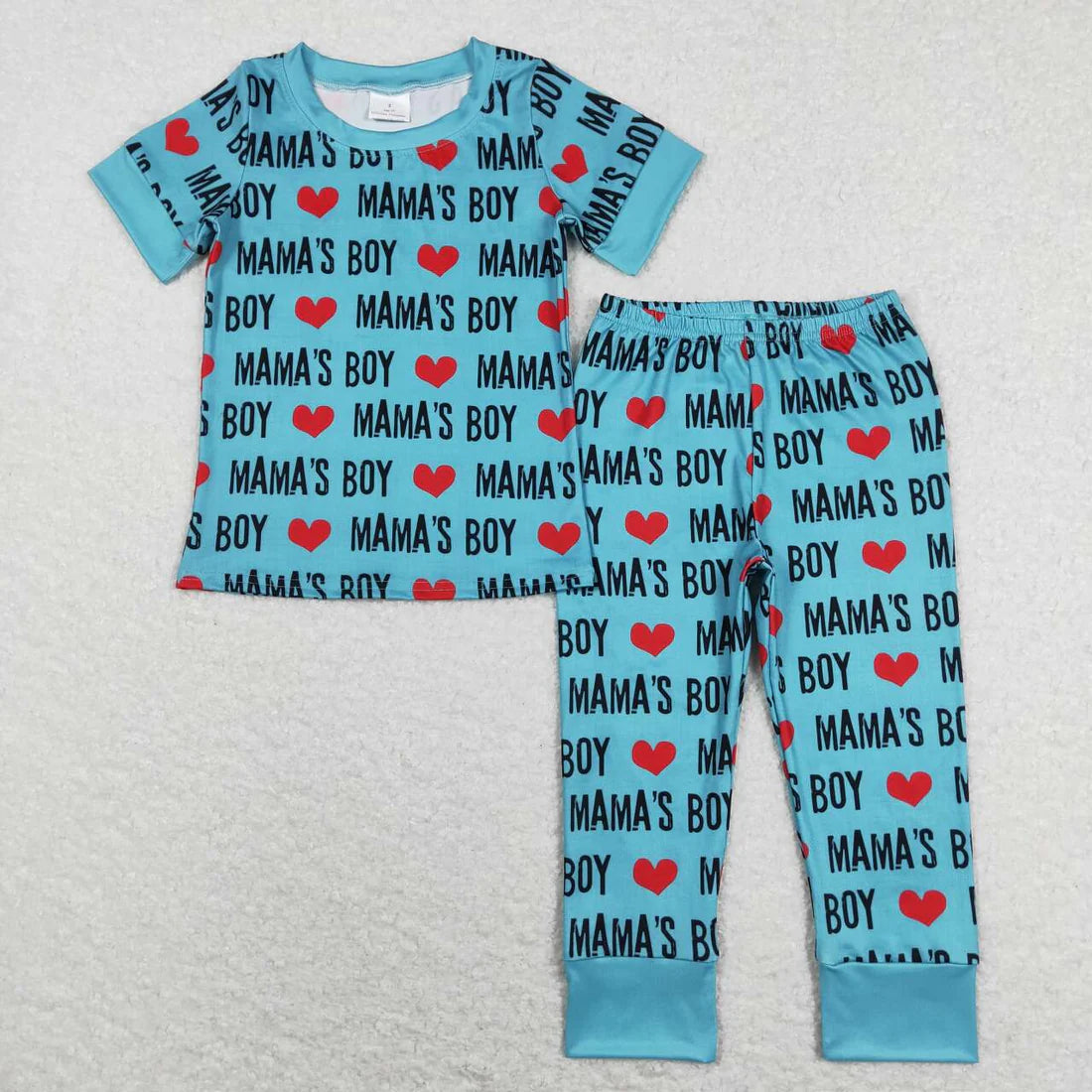 12.20 RTS Sibling Baby Boys Short Sleeve Mama's Boy Top Legging Pants Pajamas Clothes Sets