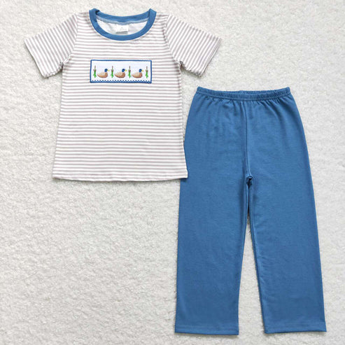 11.11 RTS Sibling Baby Boys Embroidery Hunting Short Sleeve Shirt Pants Clothes Sets