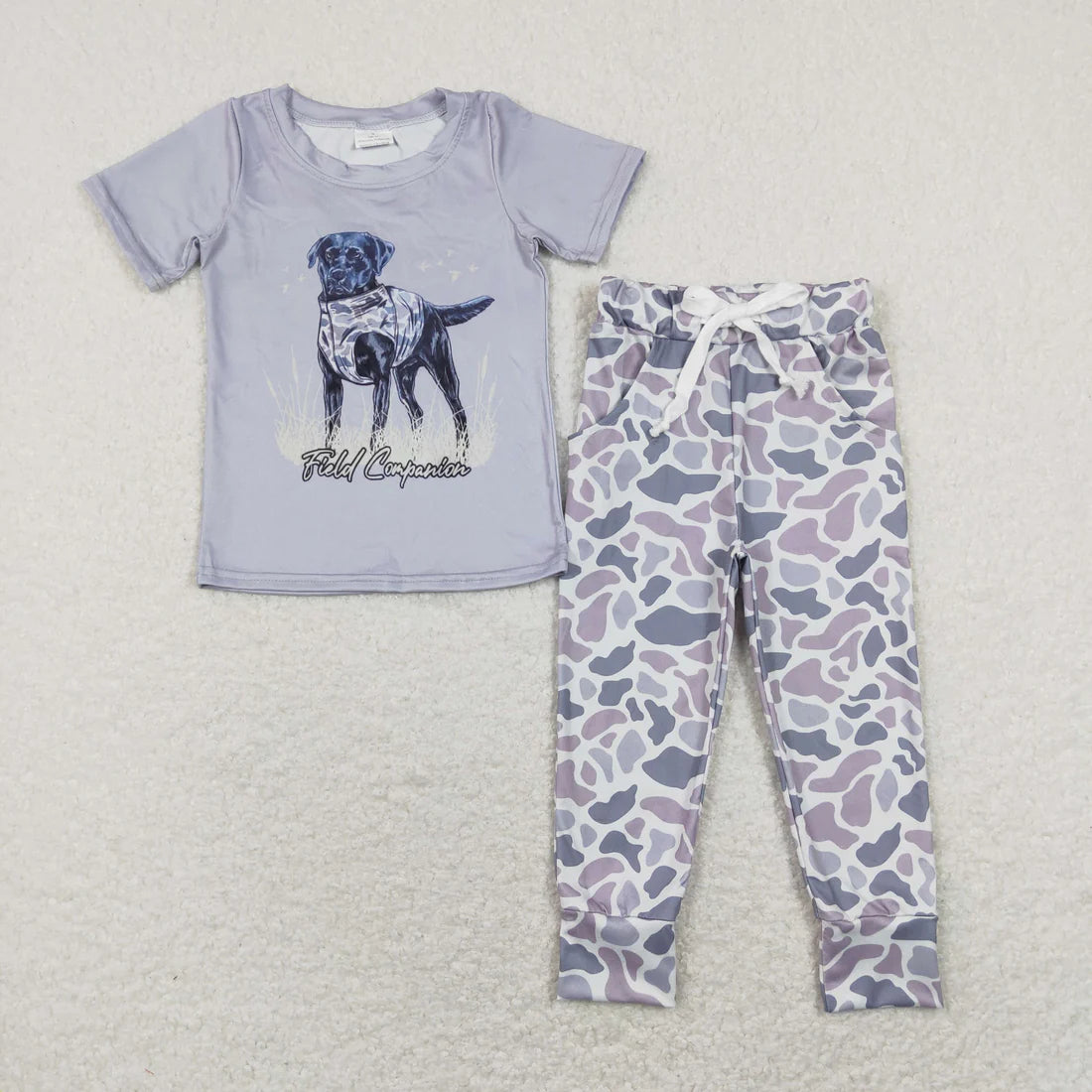 12.19 RTS Sibling Baby Boys Short Sleeve Dogs Ducks Top Pants Hunting Pajamas Clothes Sets