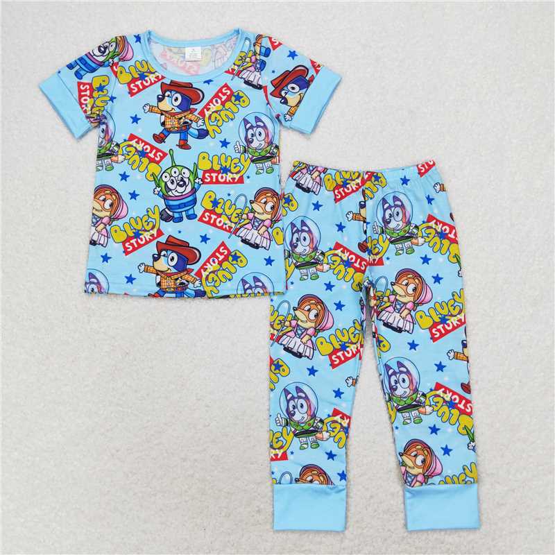 4.24 RTS NO MOQ Kids Boys Short Sleeve Dog Toy Pants Pajamas Comfortable Sleepwear