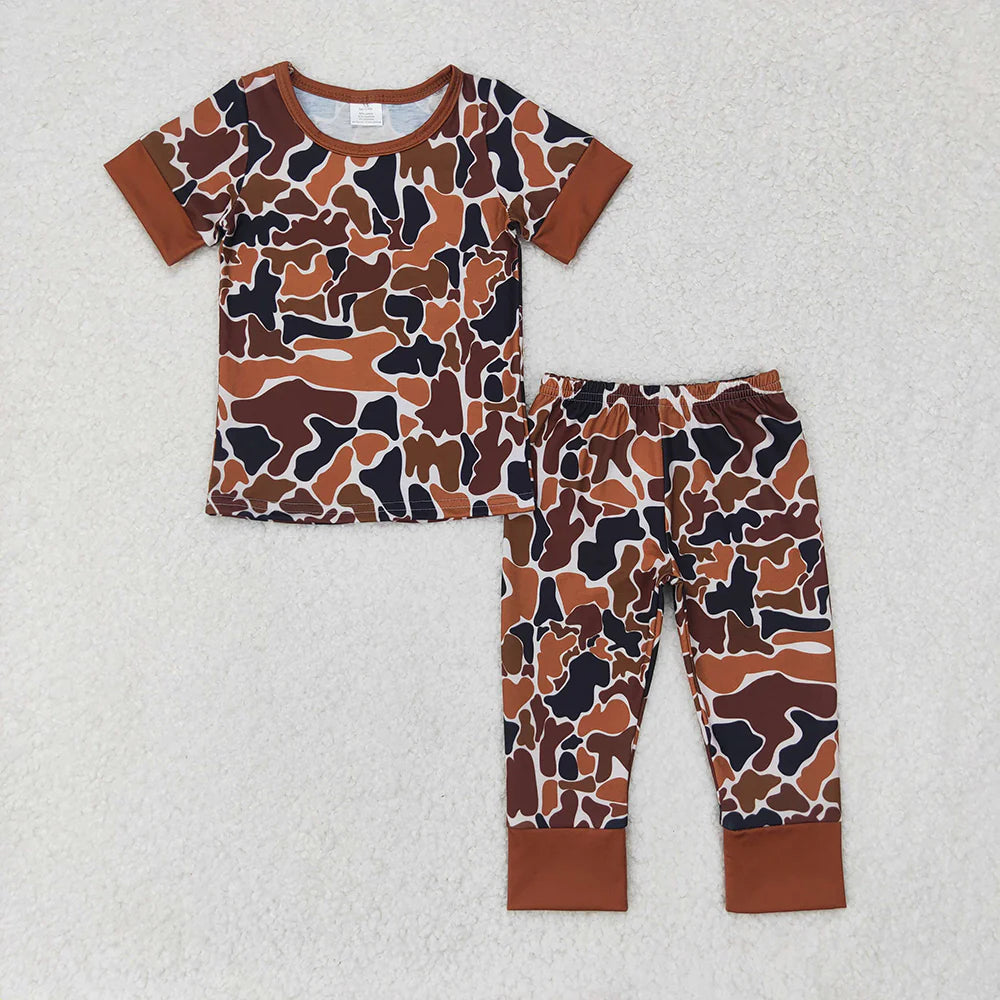 2.6 RTS Sibling Baby Boys Camouflage Hunting Bamboo Shirt Pants Pajamas Clothes Sets
