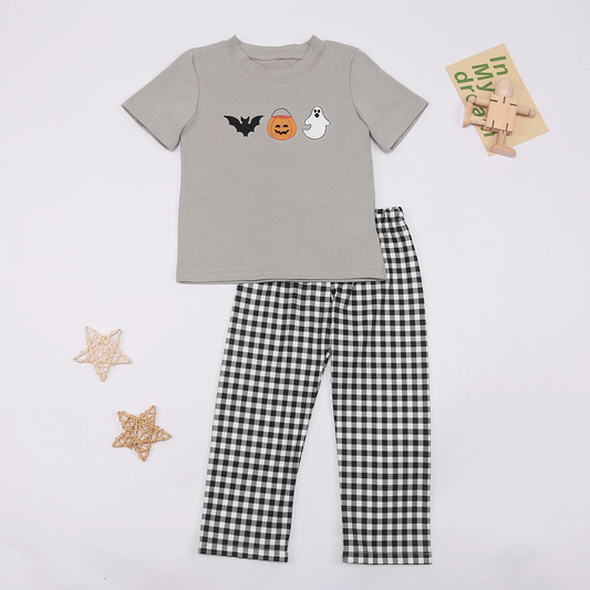 No moq BSPO0458  Pre-order Size 3-6m to 7-8t baby boy clothes short sleeve top with trousers kids summer set