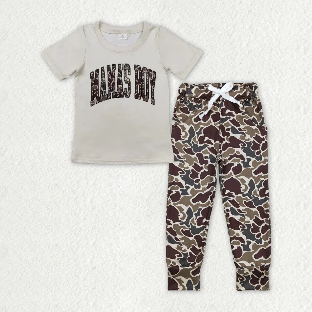 12.20 RTS Sibling Baby Boys Short Sleeve Mama's Boy Top Legging Pants Pajamas Clothes Sets