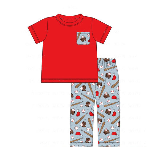 No moq BSPO0478 Pre-order Size 3-6m to 14-16t baby boy clothes short sleeve top with trousers kids autumn set