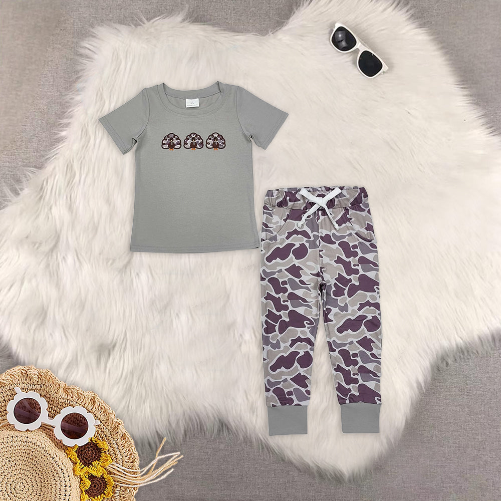 8.13   RTS Sibling Baby Boys Spring Outfits Short sleeves camo pumpkin kids boys Halloween clothes