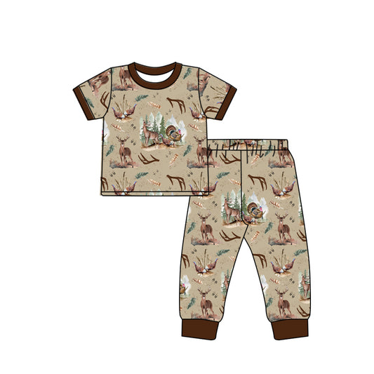 No moq BSPO0494  Pre-order Size 3-6m to 14-16t baby boy clothes short sleeve top with trousers kids autumn set