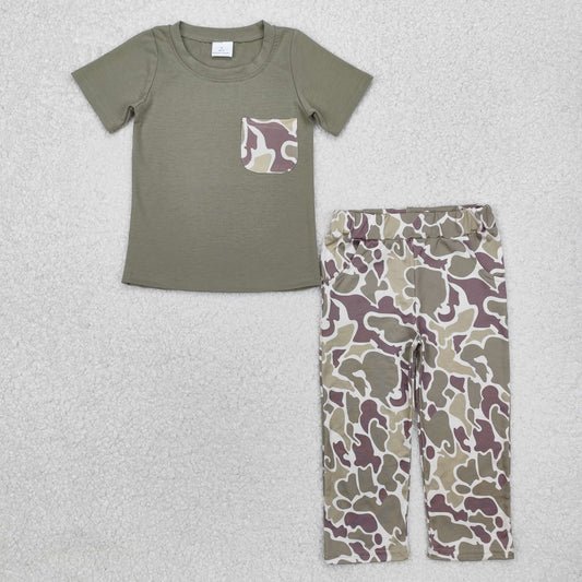 BSPO0521Short sleeves camo pocket top pants kids boys clothes