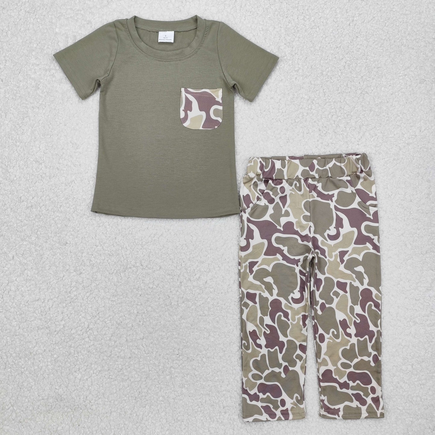 BSPO0521  Short sleeves camo pocket top pants kids boys clothes