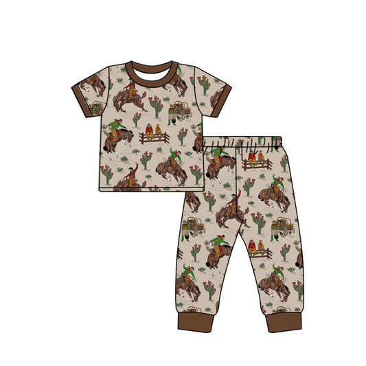 BSPO0524 Baby Boys Western Cactus Rodeo Shirts Pants Pajamas Clothing Sets Preorder
