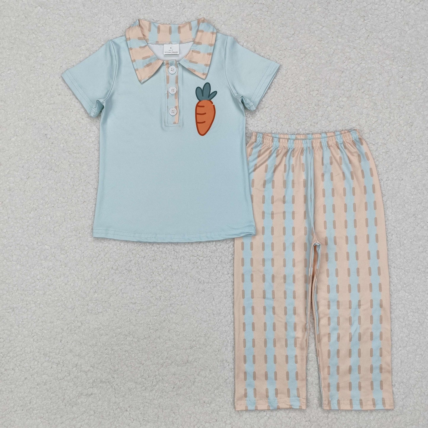 BSPO0528  Carrot polo shirt stripe pants boys Easter clothing