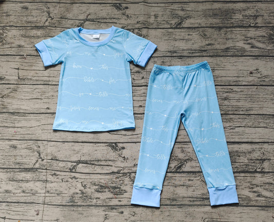 BSPO0529Baby Boys Green Jesus Love Shirt Pants Pajamas