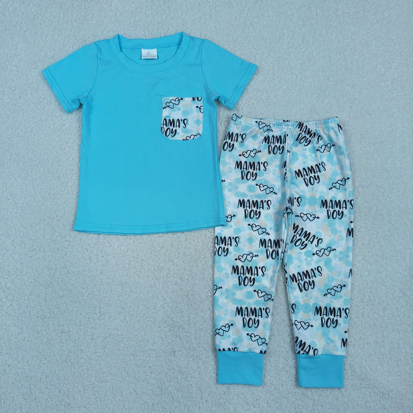 BSPO0587 RTS NO MOQ （In stock ）Short sleeves mama's boy pocket top pants kids outfits