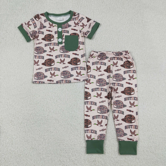 12.23 RTS NO MOQ （In stock）BSPO0597 Baby Boys Camo Hats Ducks Pocket Top Pants Southern Clothes Sets