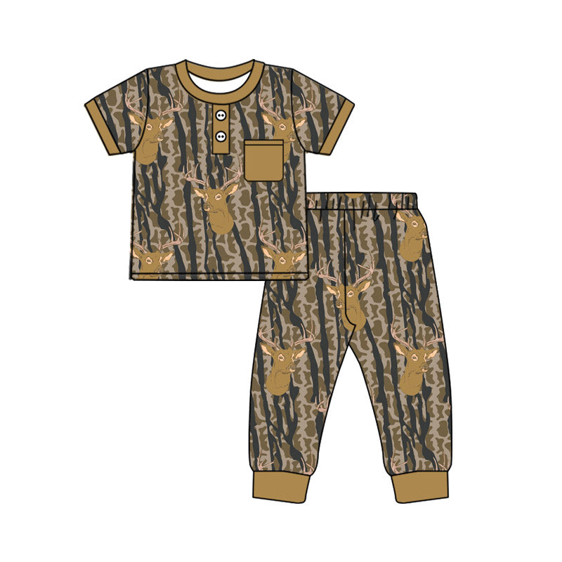 9.27 BSPO0599 Pre order No Moq Baby Boys Camo Deer Pocket Top Pants Southern Clothes Sets