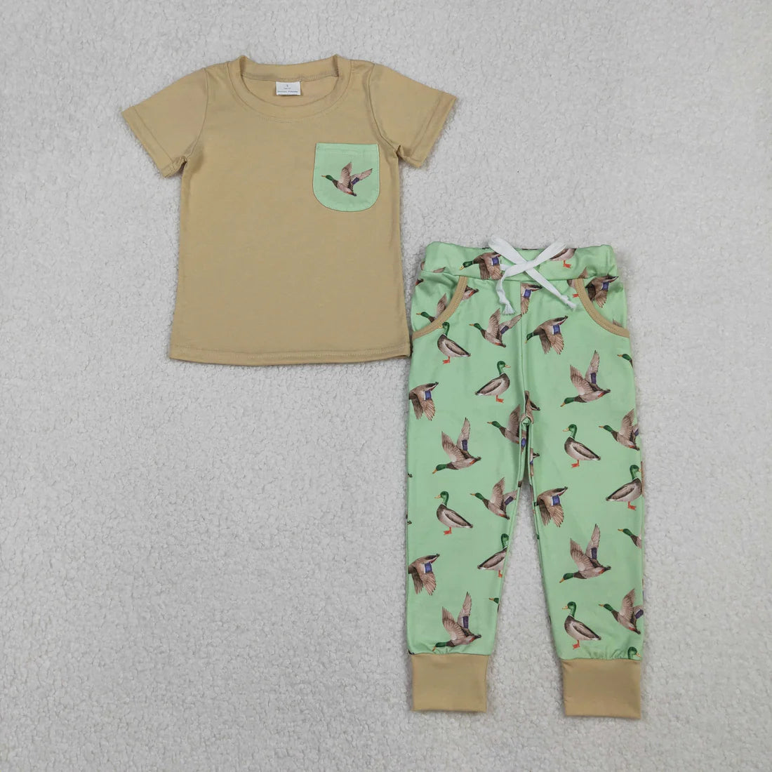 12.19 RTS Sibling Baby Boys Short Sleeve Dogs Ducks Top Pants Hunting Pajamas Clothes Sets