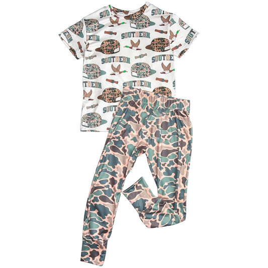 10.14 BSPO0611 Pre order No Moq Baby Boys Camo Hats Ducks Calls Top Leggings Southern Clothes Sets
