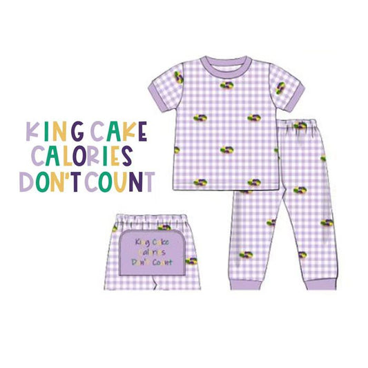 10.31 BSPO0630 Pre order No Moq Baby Boys Mardigras King Cake Donuts Top Pants Checked Pajamas Sets